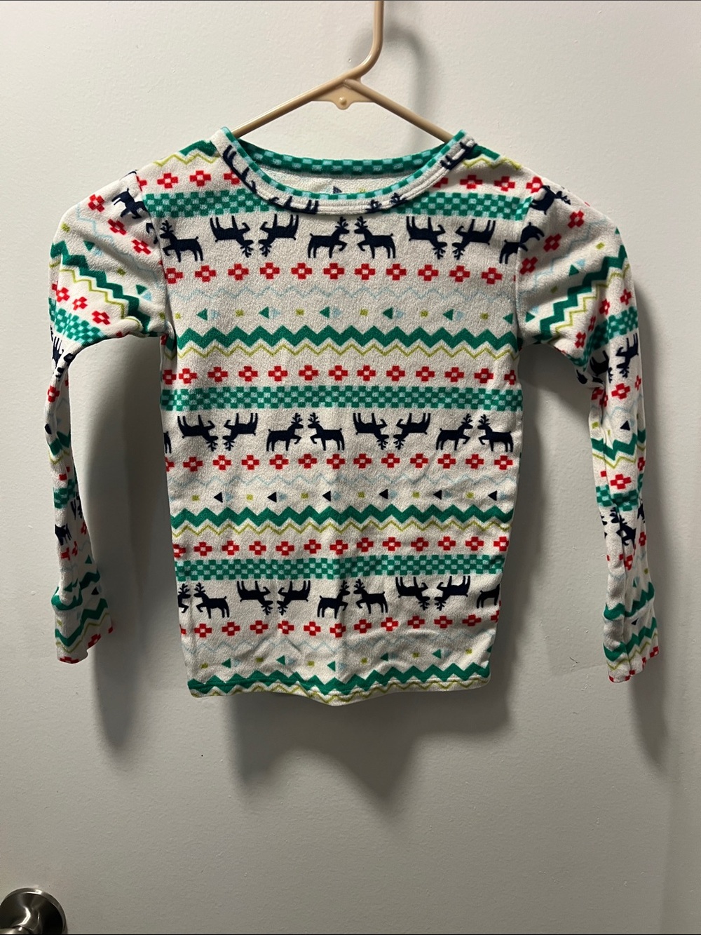 Cat & Jack Holiday Reindeer Long Sleeve Tee - White, Green, Navy, Red